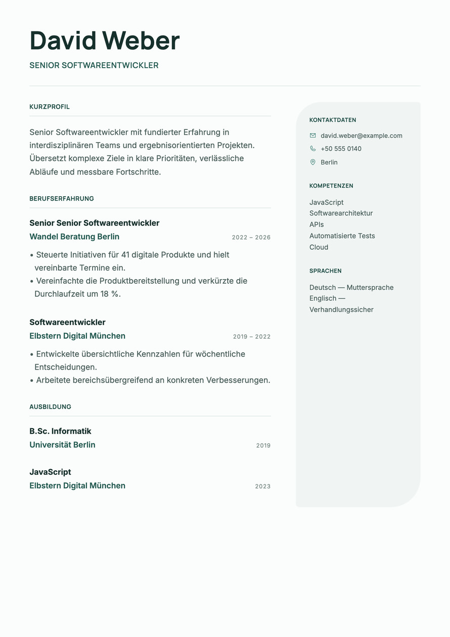 Nordic Right Rail resume preview