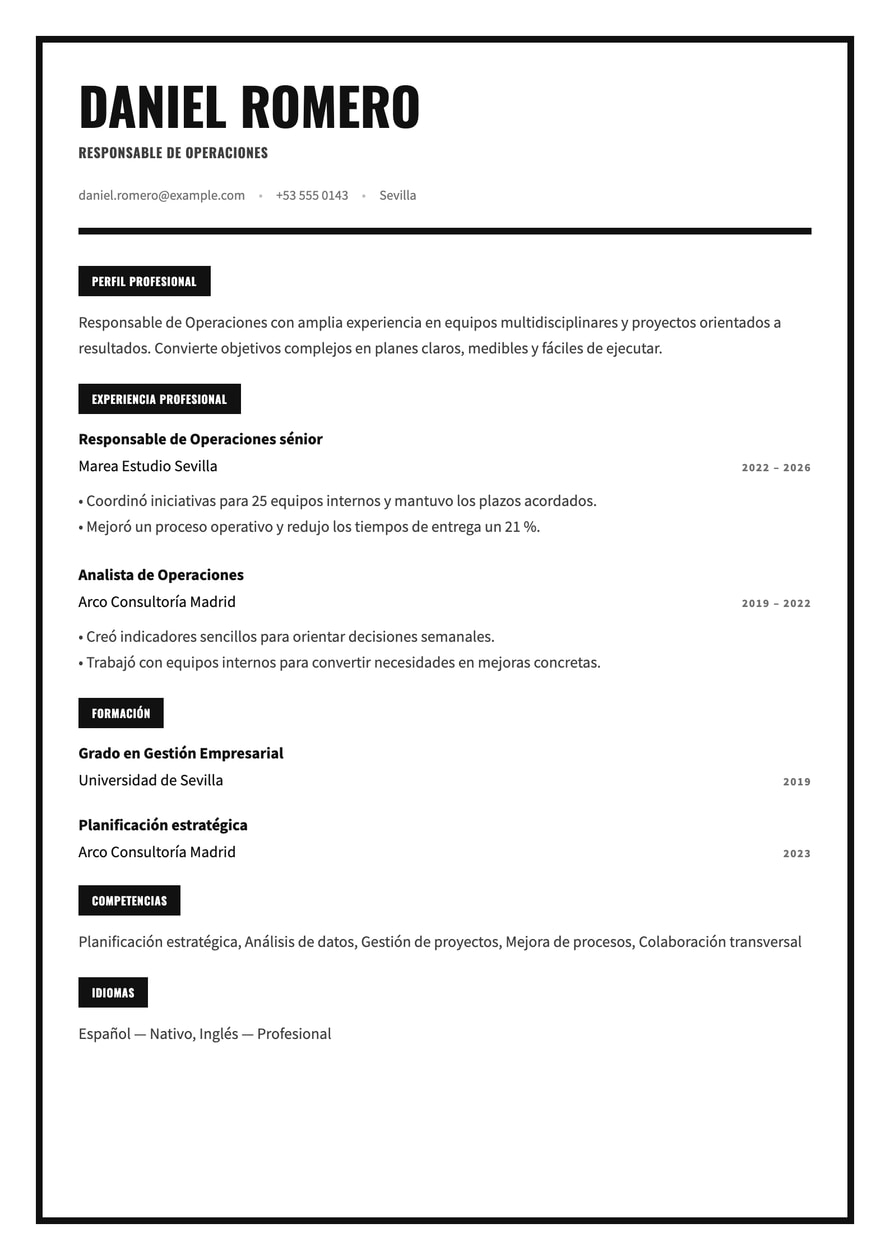 Monochrome Frame resume preview