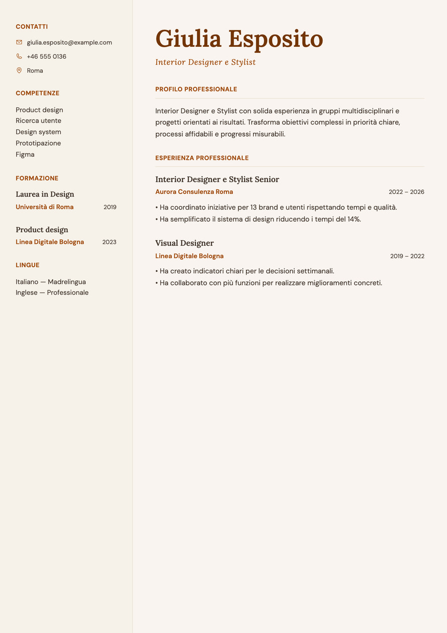 Artisan Lifestyle resume preview