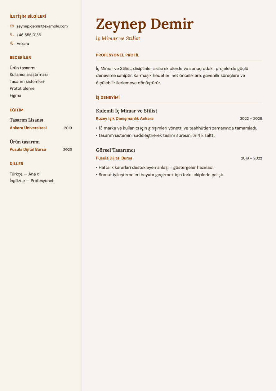 Artisan Lifestyle resume preview